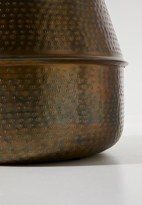 Sixth Floor - Hammered Round Planter - Gold