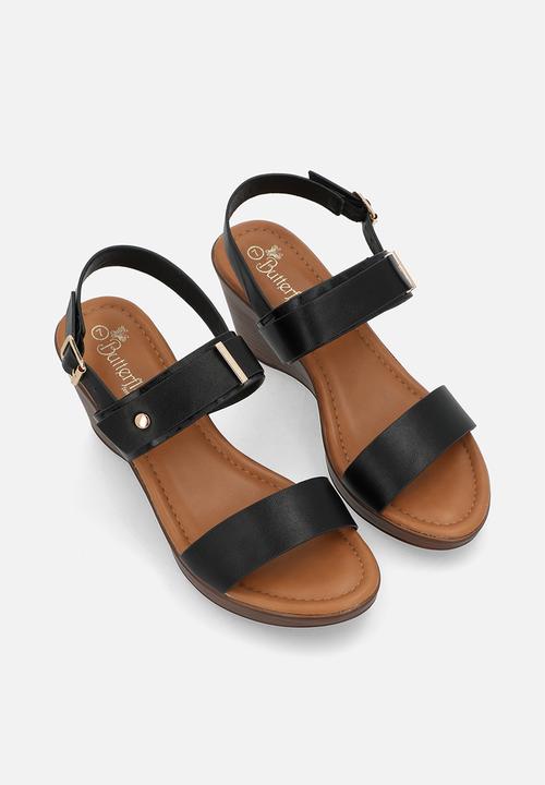 Butterfly Feet - Allora 4 slingback wedge heel - black