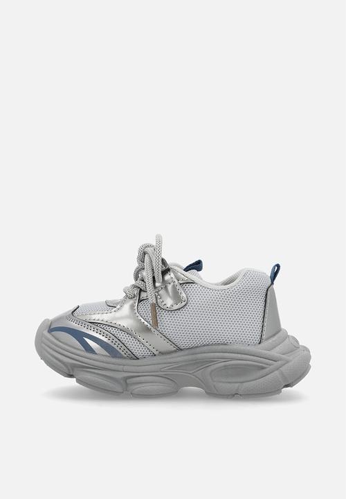 Pop Candy - Mixed media chunky platform sneakers - grey/silver