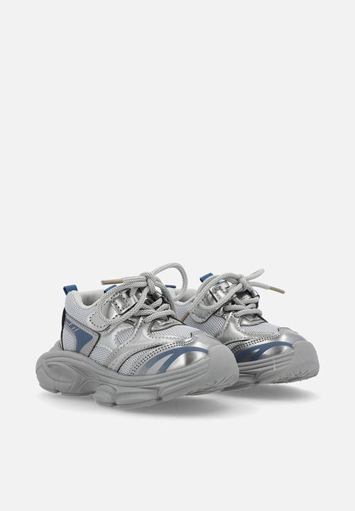 Pop Candy - Mixed media chunky platform sneakers - grey/silver