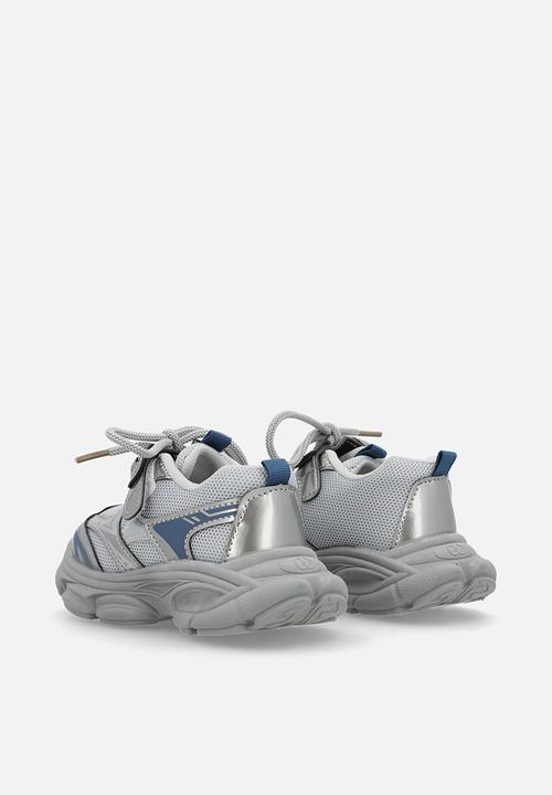 Pop Candy - Mixed media chunky platform sneakers - grey/silver