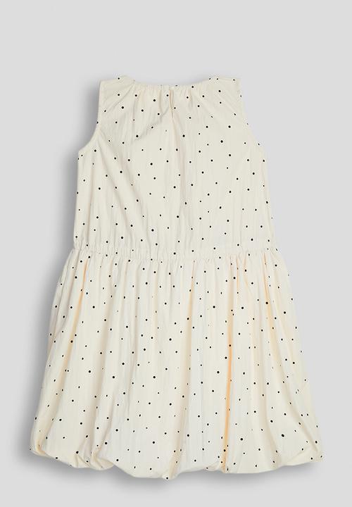 Pop Candy - Dropped waist bubble hem dress - white/polka dots