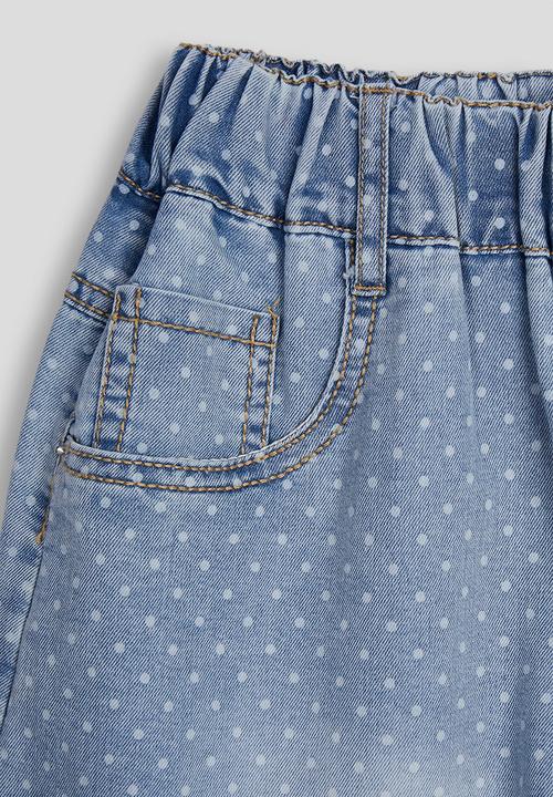 Pop Candy - Dot aop denim shorts - blue