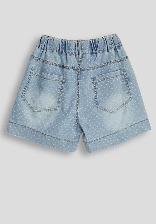 Pop Candy - Dot aop denim shorts - blue