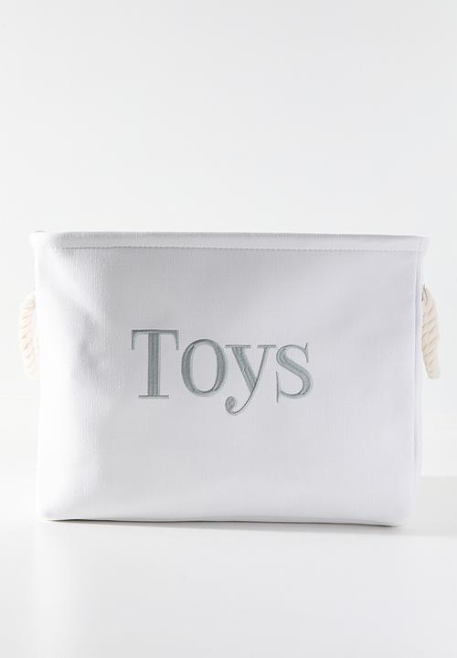 Pop Candy - Fabric toy storage basket  with rope handles - white/blue