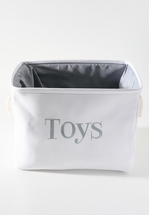 Pop Candy - Fabric toy storage basket  with rope handles - white/blue