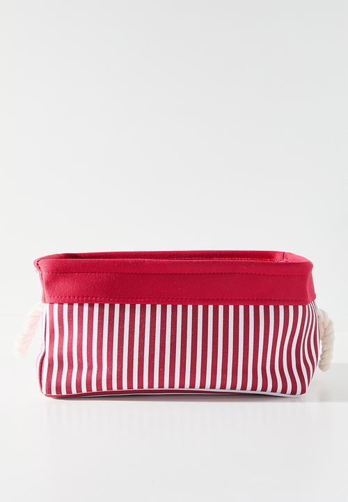 Pop Candy - Fabric storage basket with rope handles - red stripe