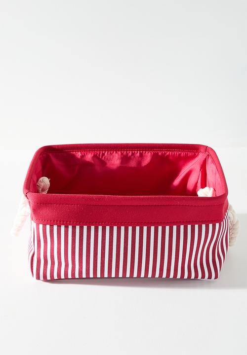 Pop Candy - Fabric storage basket with rope handles - red stripe