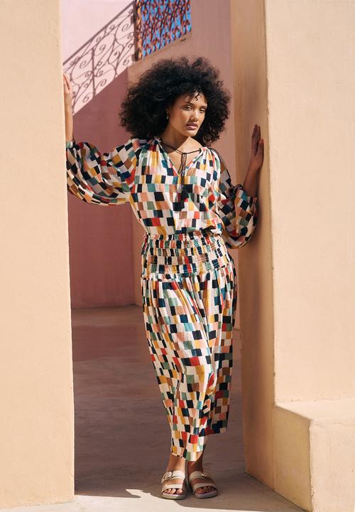 Me&B - Tunic Top With Tassel Ties - Multicolour