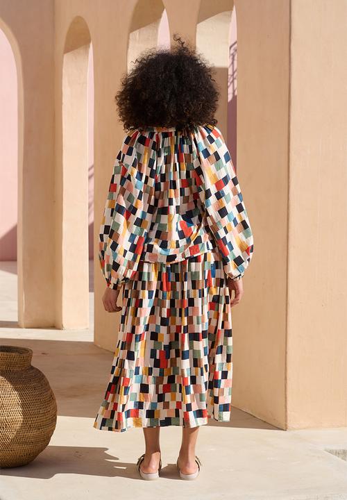 Me&B - Tunic Top With Tassel Ties - Multicolour
