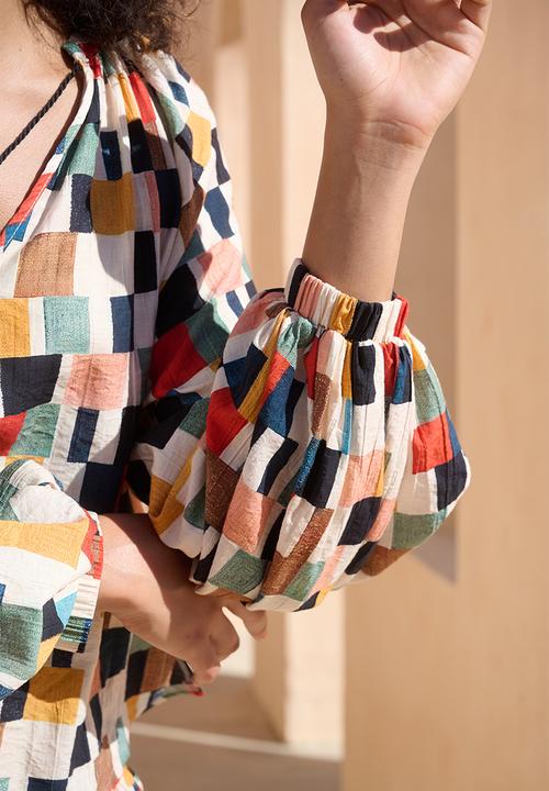 Me&B - Tunic Top With Tassel Ties - Multicolour