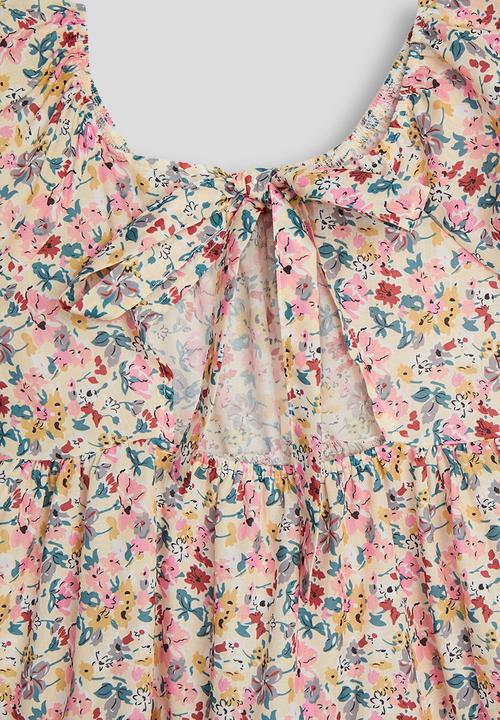 Pop Candy - Ditsy floral tiered dress - cream