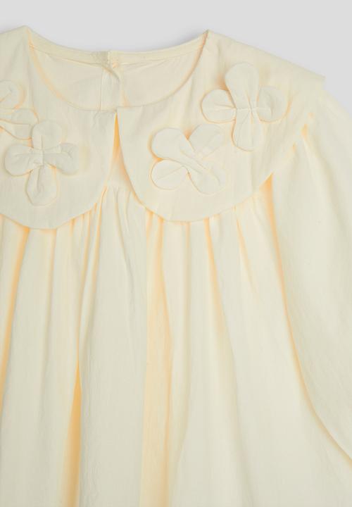 Pop Candy - Bow applique collar blouse - cornsilk
