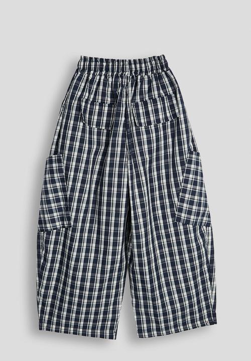 Pop Candy - Check lounge-style pants with slanted side pockets - blue