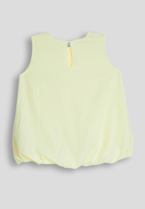 Pop Candy - Bow applique bubble hem blouse - custard
