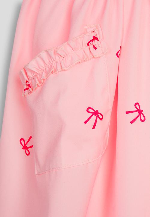Pop Candy - Bow printed puff sleeved skater dress - pink