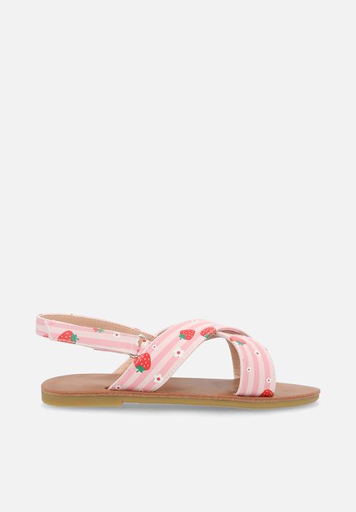 Pop Candy - Striped flat sandals - pink