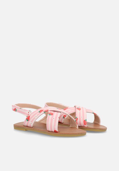 Pop Candy - Striped flat sandals - pink