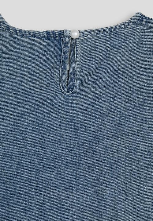 Pop Candy - Denim rhinestone embellished shift dress - blue