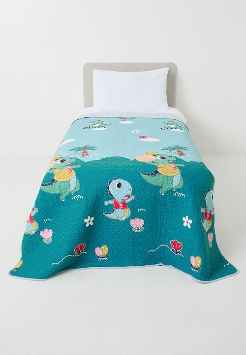 Pop Candy - Graphic print quilted coverlet - blue/multi