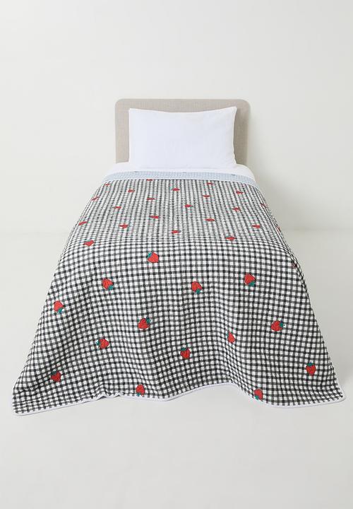 Pop Candy - Gingham quilted coverlet - red/strawberry aop