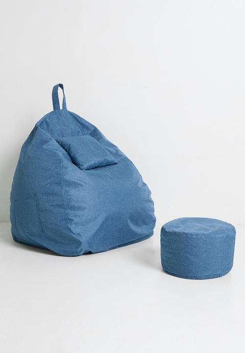Pop Candy - Bean bag with ottoman - blue