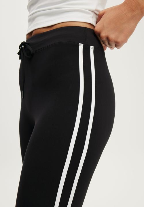 Cotton On - Ultra Soft Tie Front Capri Tight - Black/White