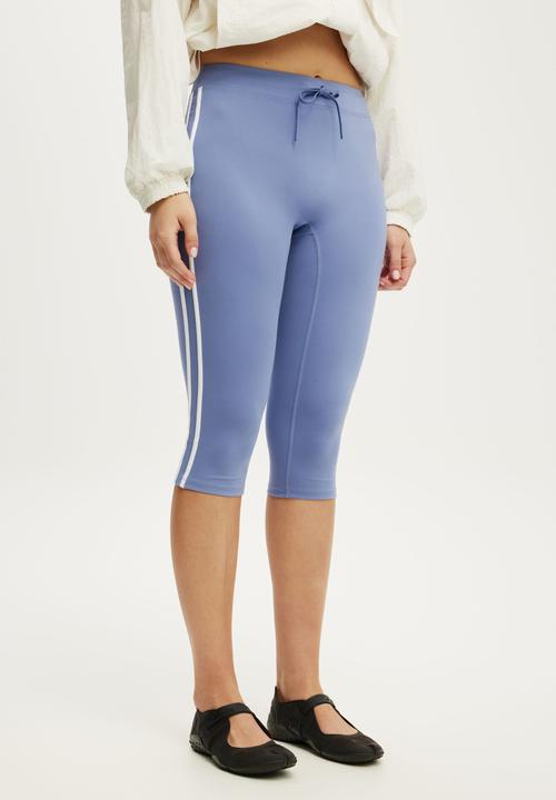 Cotton On - Ultra Soft Tie Front Capri Tight - Blue Ice/White