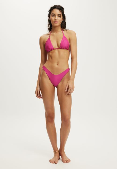 Cotton On - String Triangle Bikini Top - Sundried Rose Shimmer