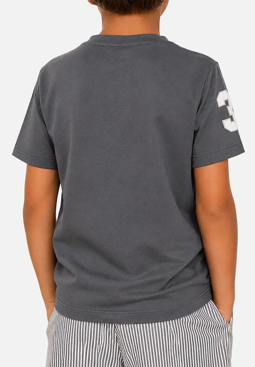 POLO - Boys James V Neck Tee - Gunmetal