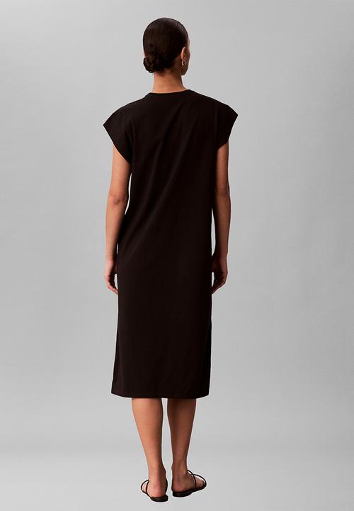 Calvin Klein - Ss crew hvy jersey easy midi dress - black
