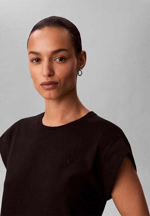 Calvin Klein - Ss crew hvy jersey easy midi dress - black