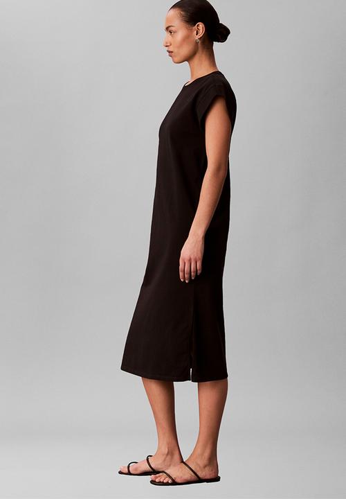 Calvin Klein - Ss crew hvy jersey easy midi dress - black