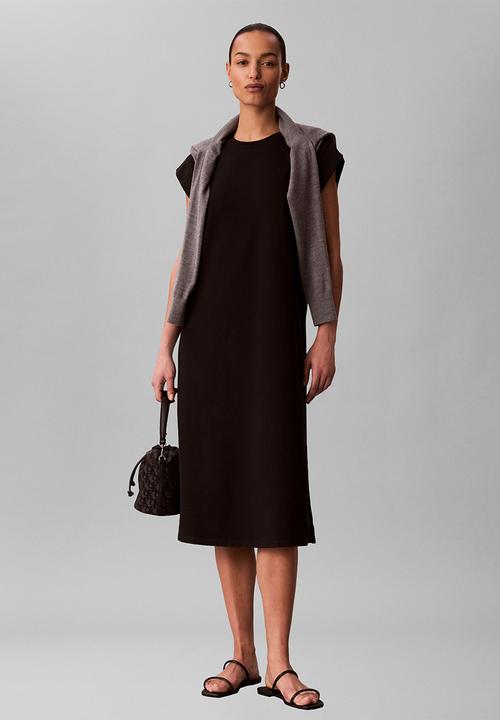Calvin Klein - Ss crew hvy jersey easy midi dress - black