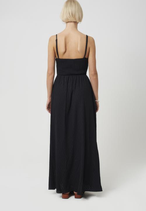 Brave Soul - Ladies Strappy Textured Jersey Dress With Ruched Bodice - Black