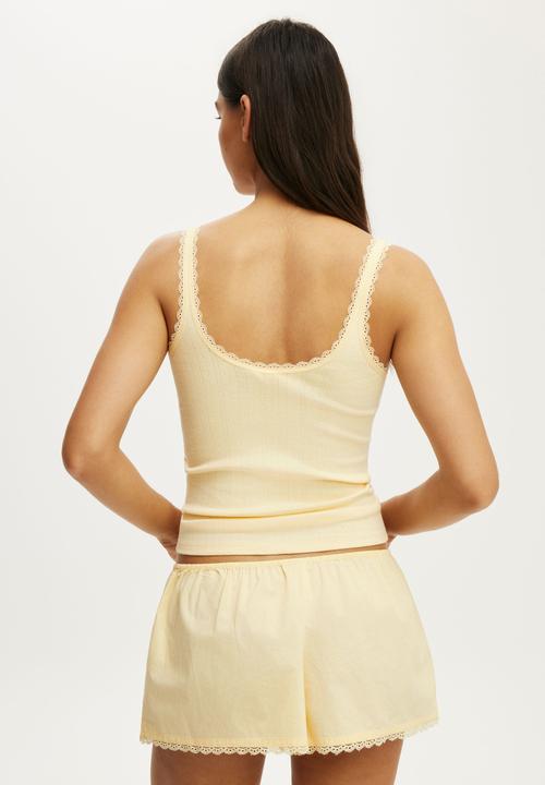 Cotton On - Dreamy Soft Pointelle Button Up Cami - Banana Whip