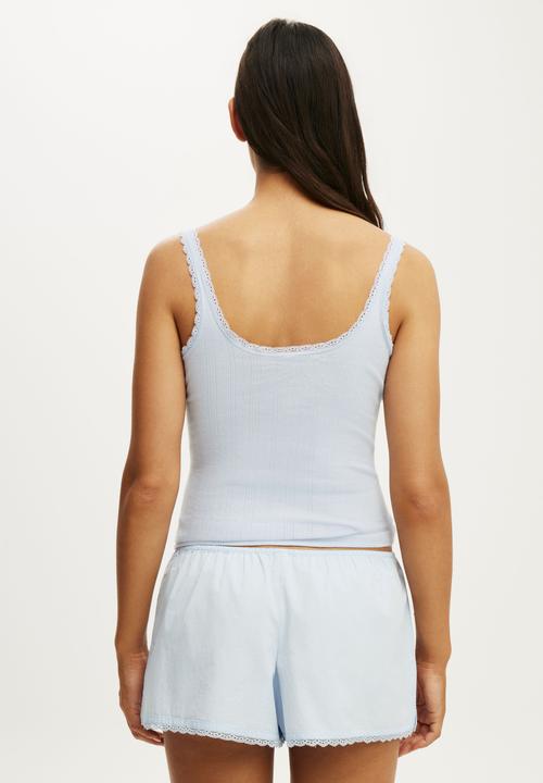 Cotton On - Dreamy Soft Pointelle Button Up Cami - Violet Blue