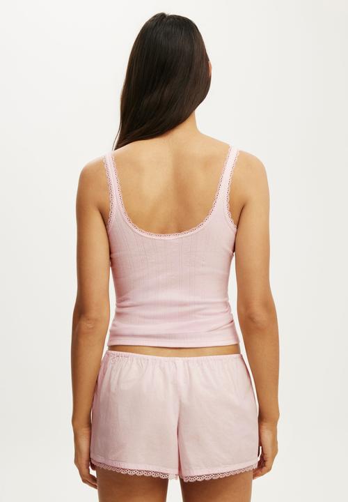 Cotton On - Dreamy Soft Pointelle Button Up Cami - Pink Kiss