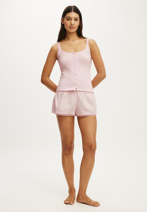 Cotton On - Dreamy Soft Pointelle Button Up Cami - Pink Kiss