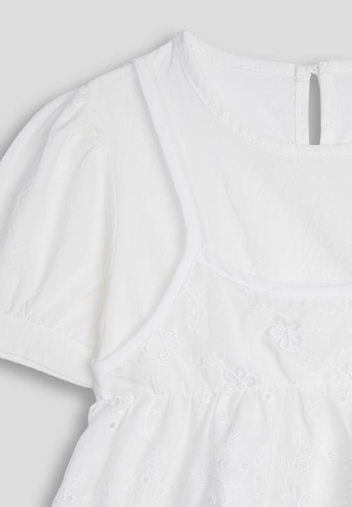 Pop Candy - Anglaise mock cami top - white