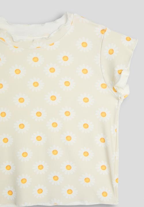 Pop Candy - Daisy aop lettuce hem tee - multi