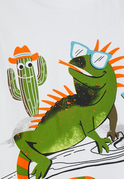 Pop Candy - Iguana graphic tank top with shorts - white/navy