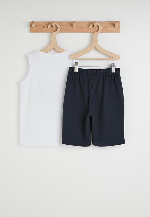 Pop Candy - Iguana graphic tank top with shorts - white/navy