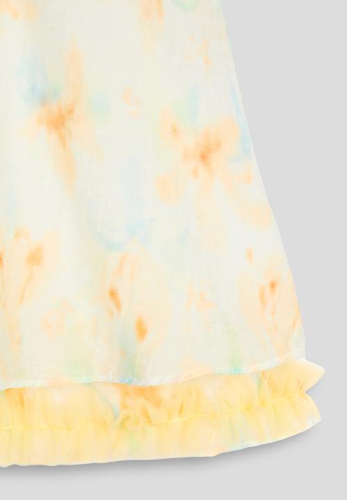 Pop Candy - Aop ruffled straps top - white/yellow