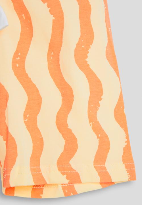 Pop Candy - Fruits graphic tee with striped shorts - white & light orange