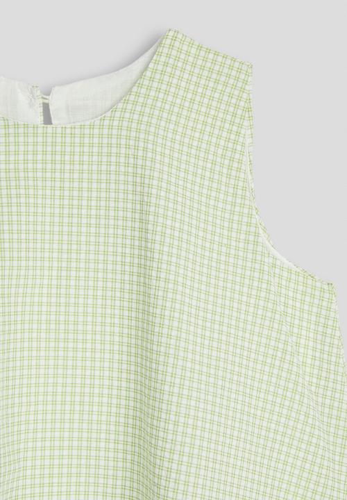 Pop Candy - Check bubble hem top - light green