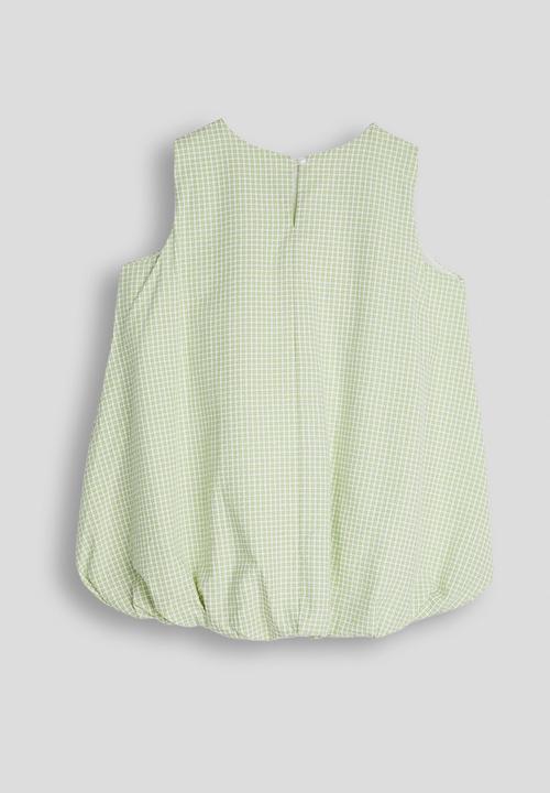 Pop Candy - Check bubble hem top - light green