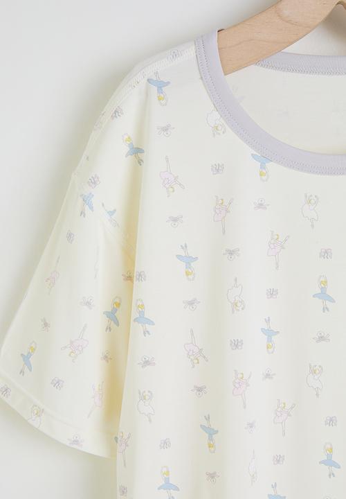 Pop Candy - Aop tee & shorts pj set - white