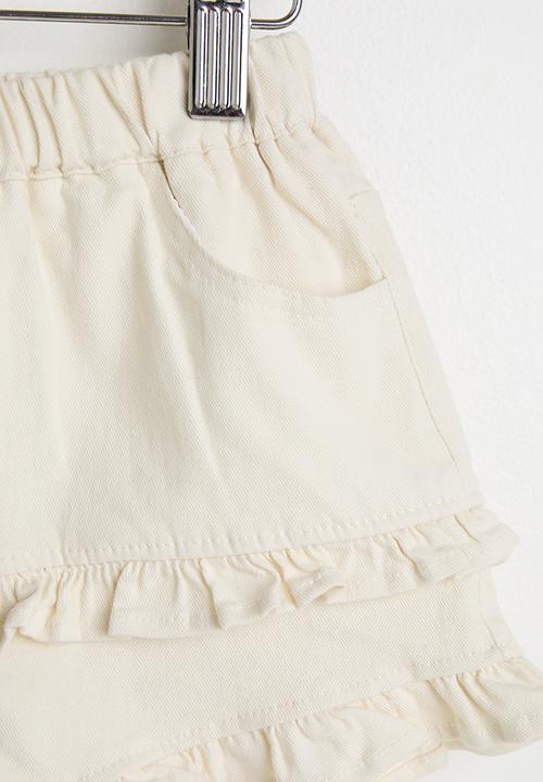 Pop Candy - Check halter neck top & ruffle shorts - navy/white