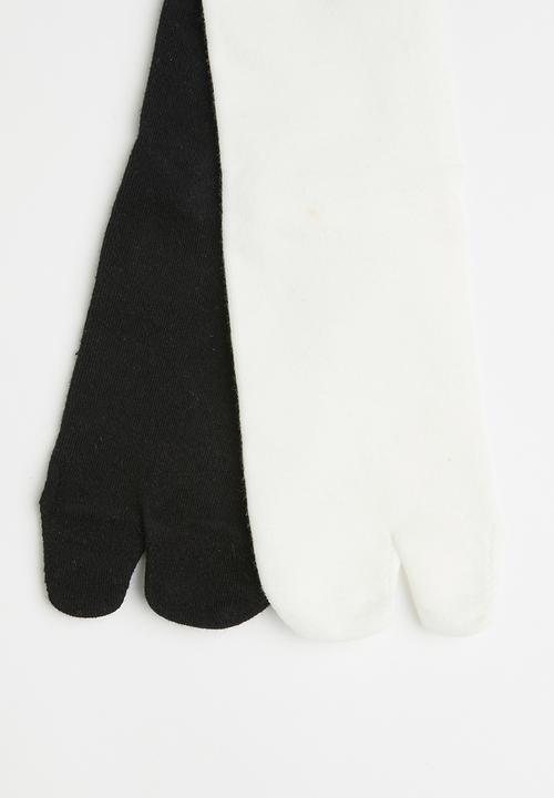 Pop Candy - 2 pack split-toe socks - white/black